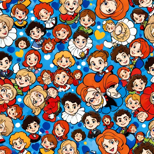 seamless pattern,children's background,retro cartoon people,cartoon people,seamless pattern repeat,the fan's background,oktoberfest background,ginger family,twitter pattern,background pattern,fairy tale icons,comic characters,cartoon chips,kids illustration,chibi children,macaron pattern,motif,matryoshka doll,repeating pattern,chibi kids,Anime,Anime,Cartoon