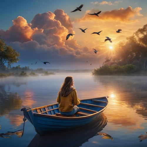 boat landscape,fantasy picture,fishing float,canoeing,row boat,tranquility,canoes,canoe,adrift,girl on the boat,swan boat,kayaker,rowboats,rowboat,world digital painting,fisherman,paddle boat,long-tail boat,paddling,row-boat,Photography,General,Natural