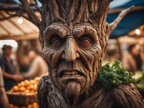 wood elf,wooden man,wooden figures,wooden figure,groot,tree man,wood art,wood carving,hippy market,tree face,chainsaw carving,medieval market,carved wood,celtic tree,wooden mask,farmers market,dwarf tree,shamanism,druids,hobbit,Photography,General,Cinematic
