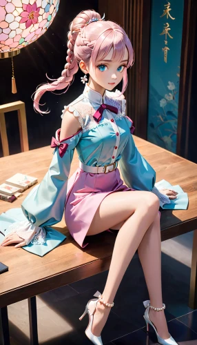 poker primrose,mukimono,stylized macaron,camellia,hanbok,sitting on a chair,stechnelke,table artist,tea zen,hatsune miku,pianist,kotobukiya,macaron,painter doll,blooming tea,vocaloid,camellia blossom,tea party,anime japanese clothing,tea party collection,Anime,Anime,Cartoon