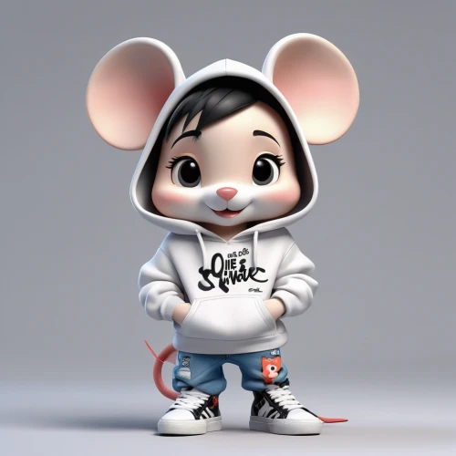 cute cartoon character,rat,mouse,hoodie,rat na,baby rat,lab mouse icon,funko,mickey mouse,year of the rat,cartoon character,micky mouse,minnie,mice,disney character,mickey,color rat,3d model,rapper,mickey mause,Unique,3D,3D Character