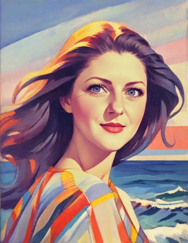 retro woman,oil painting,young woman,portrait of a girl,photo painting,oil painting on canvas,woman portrait,retro girl,painting technique,woman's face,retro women,beach background,girl portrait,khokhloma painting,popart,girl with a dolphin,woman with ice-cream,romantic portrait,girl-in-pop-art,portrait of a woman