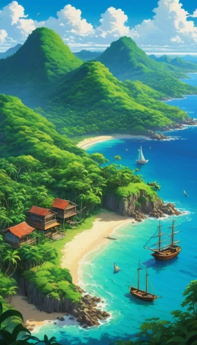 kei islands,honolulu,tropical sea,an island far away landscape,islands,tropical beach,beach landscape,polynesia,tahiti,south pacific,fiji,beach scenery,tropical island,the caribbean,moana,oahu,isle,caribbean beach,seychelles,dream beach,Conceptual Art,Fantasy,Fantasy 04