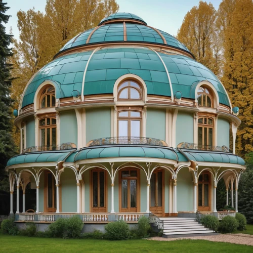 art nouveau,art nouveau design,musical dome,round house,roof domes,observatory,conservatory,orangery,mainau,garden elevation,tsaritsyno,marble palace,summer house,dome roof,classical architecture,gazebo,kurhaus,frame house,planetarium,pavilion,Photography,General,Realistic