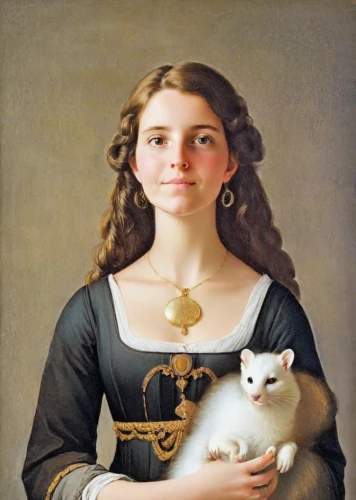 girl with dog,portrait of a girl,girl with cereal bowl,girl with bread-and-butter,bouguereau,woman holding pie,cat portrait,napoleon cat,girl with cloth,milkmaid,bougereau,figaro,portrait of a woman,child portrait,girl with a dolphin,young woman,domestic long-haired cat,cat sparrow,crème anglaise,portrait of christi