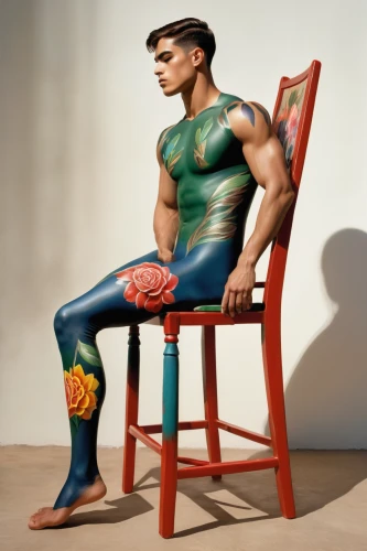 new concept arms chair,chair png,floral chair,sitting on a chair,chair,armchair,woman sitting,bodypaint,bench chair,male model,bodypainting,male poses for drawing,chaise,harlequin,man on a bench,cross legged,cross-legged,body painting,stool,men sitting,Art,Artistic Painting,Artistic Painting 48