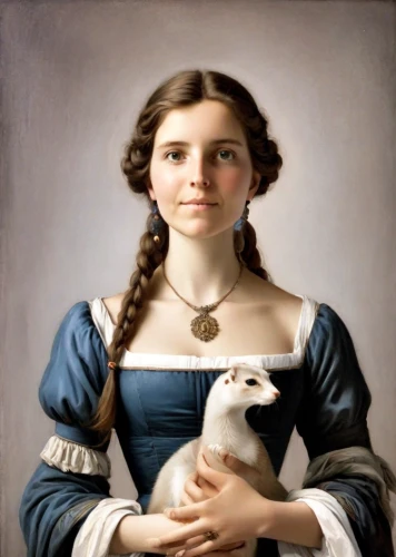 girl with dog,portrait of a girl,bouguereau,milkmaid,girl with a dolphin,girl with cloth,woman holding pie,girl with bread-and-butter,girl with cereal bowl,young woman,portrait of a woman,child portrait,young girl,girl portrait,woman sitting,girl sitting,ferret,east-european shepherd,russell terrier,victorian lady