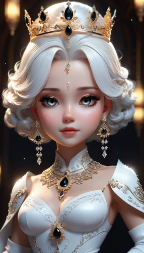 crown render,white rose snow queen,female doll,doll's facial features,the snow queen,princess crown,princess' earring,doll figure,designer dolls,queen crown,gold crown,golden crown,tiara,artist doll,royal crown,fashion dolls,elsa,fashion doll,gold foil crown,ice queen,Unique,3D,3D Character