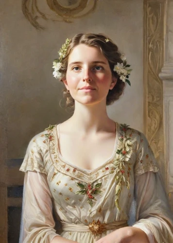 portrait of a girl,girl in a wreath,young woman,emile vernon,portrait of a woman,girl with cloth,jane austen,marguerite,holding flowers,cepora judith,girl with bread-and-butter,woman holding pie,young lady,young girl,girl in flowers,vintage female portrait,girl picking flowers,girl in a historic way,girl in a long dress,floral garland