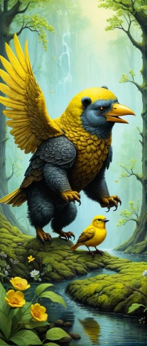 nature bird,bird painting,flower and bird illustration,gryphon,bird illustration,aves,yellow headed blackbird,exotic bird,birds gold,wild bird,fantasy art,yellow finch,feathered race,bird kingdom,predatory bird,wild birds,bird bird-of-prey,nocturnal bird,flightless bird,griffon bruxellois,Illustration,Realistic Fantasy,Realistic Fantasy 18