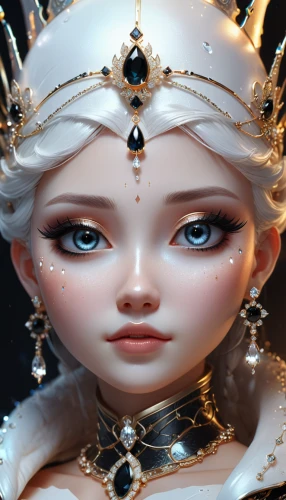 the snow queen,crown render,ice queen,doll's facial features,white rose snow queen,pearls,princess crown,ice princess,doll figure,female doll,love pearls,golden crown,white lady,queen crown,gold foil crown,designer dolls,jeweled,3d fantasy,diadem,queen of the night,Unique,3D,3D Character