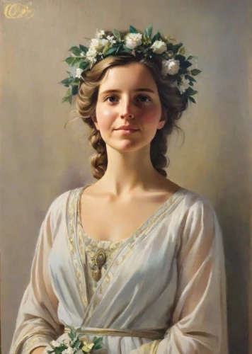 girl in a wreath,portrait of a girl,young woman,girl with cloth,marguerite,girl in flowers,girl in cloth,young girl,portrait of a woman,girl picking flowers,vintage female portrait,girl with bread-and-butter,milkmaid,young lady,holding flowers,floral wreath,girl portrait,girl with cereal bowl,marguerite daisy,romantic portrait