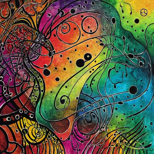 chameleon abstract,psychedelic art,abstract multicolor,colorful doodle,colorful spiral,abstract cartoon art,colorful foil background,colorful tree of life,abstract artwork,psychedelic,abstract watercolor,swirls,abstract painting,boho art,colorful background,multicolor faces,acid,harmony of color,music notes,musical notes,Illustration,Paper based,Paper Based 28