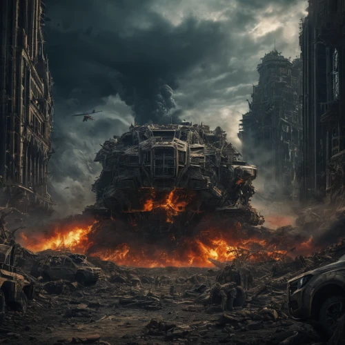 post-apocalyptic landscape,destroyed city,war zone,post apocalyptic,apocalyptic,post-apocalypse,apocalypse,lost in war,fighter destruction,warsaw uprising,dreadnought,stalingrad,district 9,scrapyard,armored vehicle,digital compositing,combat vehicle,the wreck of the car,wasteland,demolition derby,Photography,General,Fantasy
