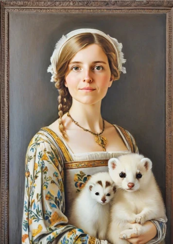 girl with dog,girl with bread-and-butter,child portrait,bouguereau,portrait of a girl,the mother and children,mother with children,girl with cereal bowl,mother and children,milkmaid,young girl,portrait of christi,artist portrait,cat family,emile vernon,young woman,the girl's face,romantic portrait,mary-gold,oil painting