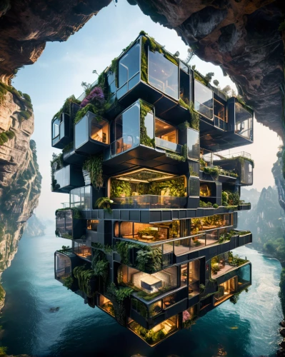 cubic house,cube stilt houses,cube house,sky apartment,tree house hotel,hanging houses,eco hotel,floating islands,cubic,apartment block,floating huts,modern architecture,floating island,apartment building,tree house,inverted cottage,futuristic architecture,mixed-use,dunes house,apartment complex,Photography,General,Sci-Fi