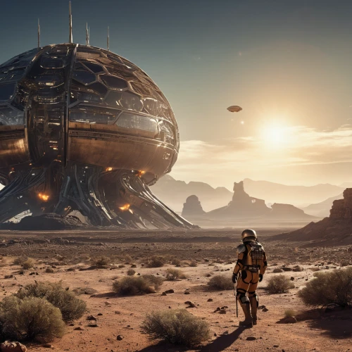 futuristic landscape,scifi,sci fi,science fiction,desert planet,science-fiction,sci-fi,sci - fi,sci fiction illustration,alien planet,gas planet,alien world,concept art,airships,cg artwork,dreadnought,extraterrestrial life,red planet,exoplanet,alien ship,Photography,General,Realistic
