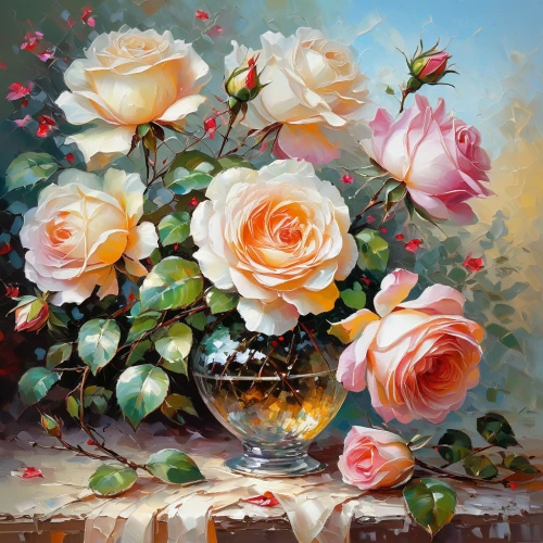 garden roses,roses-fruit,flower painting,noble roses,camellias,colorful roses,landscape rose,blooming roses,oil painting on canvas,esperance roses,spray roses,splendor of flowers,oil painting,old country roses,sugar roses,camelliers,pink roses,way of the roses,scent of roses,roses,Conceptual Art,Oil color,Oil Color 06