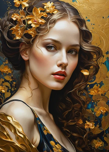 gold filigree,gold foil art,gold leaf,golden flowers,gold paint strokes,autumn gold,golden autumn,gold paint stroke,gold yellow rose,golden leaf,gold leaves,gold flower,gold foil mermaid,blossom gold foil,golden wreath,flower gold,fantasy art,fantasy portrait,golden lilac,mystical portrait of a girl,Conceptual Art,Fantasy,Fantasy 11