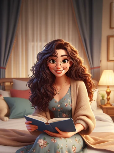 girl studying,cute cartoon image,merida,agnes,cute cartoon character,bookworm,the girl in nightie,reading,rapunzel,fairy tale character,little girl reading,reading owl,sci fiction illustration,fluffy diary,read a book,girl in bed,relaxing reading,a girl's smile,cg artwork,moana