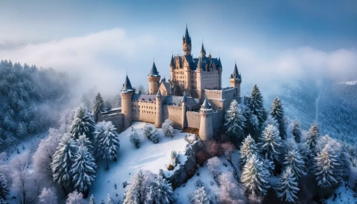 fairytale castle,fairy tale castle,fairy tale castle sigmaringen,hohenzollern castle,neuschwanstein castle,ice castle,northern black forest,fairytale,neuschwanstein,hohenzollern,medieval castle,fairy tale,a fairy tale,dracula castle,cinderella's castle,gothic architecture,winter magic,sleeping beauty castle,bavaria,peles castle,Photography,General,Cinematic