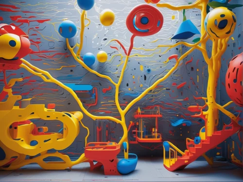 underwater playground,colorful balloons,plasticine,abstract cartoon art,children's playground,wooden toys,children's room,corner balloons,kids room,panoramical,play yard,3d fantasy,tangle,plastic arts,animal balloons,playset,children's interior,meticulous painting,cartoon forest,playschool,Photography,General,Sci-Fi