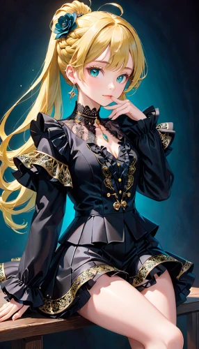 darjeeling,yang,meteora,jessamine,vocaloid,black and gold,azalea,darjeeling tea,alice,anime japanese clothing,tsumugi kotobuki k-on,nico,steampunk,nero,sitting on a chair,portrait background,celtic queen,kotobukiya,pianist,ashitaba,Anime,Anime,General