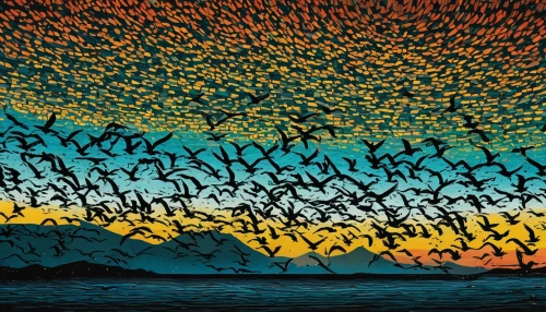 starlings,bird migration,mumuration,flock of birds,sea birds,birds in flight,migratory birds,shorebirds resting,migration,colorful birds,animal migration,seabirds,birds flying,flying birds,bird pattern,flock,swallows,migrate,birds of the sea,birds on a wire,Illustration,Realistic Fantasy,Realistic Fantasy 36
