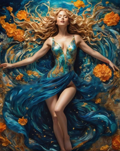 siren,blue enchantress,fantasy art,water nymph,mother earth,faerie,merfolk,fantasy picture,celtic woman,rusalka,virgo,the wind from the sea,the zodiac sign pisces,world digital painting,blue moon rose,andromeda,nami,dryad,fractals art,blue rose,Illustration,Realistic Fantasy,Realistic Fantasy 39