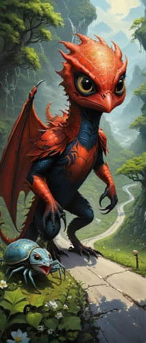 kobold,forest dragon,skylander giants,game illustration,gryphon,painted dragon,red eft,skylanders,heroic fantasy,fantasy art,climbing salamander,little red flying fox,woodland salamander,dragon li,game art,green dragon,sci fiction illustration,fantasy picture,dragon bridge,dragon lizard,Illustration,Realistic Fantasy,Realistic Fantasy 18