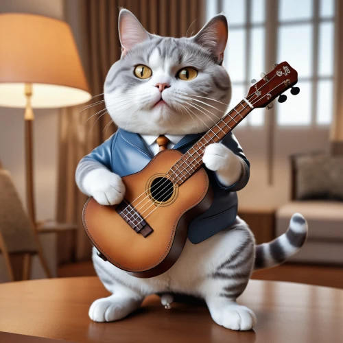 cartoon cat,playing the guitar,classical guitar,serenade,guitar,ukulele,banjo,jazz guitarist,guitar player,musician,banjo uke,acoustic guitar,tom cat,bouzouki,guitarist,banjo bolt,american shorthair,concert guitar,banjo player,sing,Photography,General,Realistic