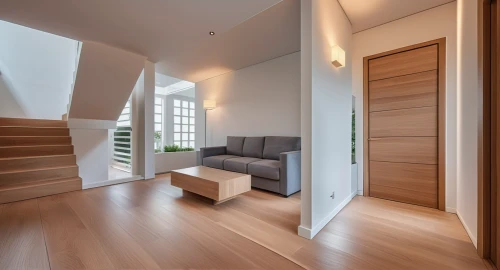 hardwood floors,modern room,hallway space,wooden stair railing,wooden stairs,interior modern design,wood floor,wood flooring,wooden floor,contemporary decor,laminated wood,home interior,daylighting,outside staircase,smart home,modern decor,interior design,wooden windows,shared apartment,room divider,Photography,General,Realistic