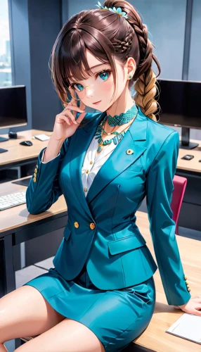 mikuru asahina,business girl,secretary,business woman,office worker,honmei choco,flight attendant,businesswoman,nurse uniform,kotobukiya,stewardess,business angel,school uniform,business women,miku maekawa,teacher,cyan,teal blue asia,blur office background,classroom training,Anime,Anime,General