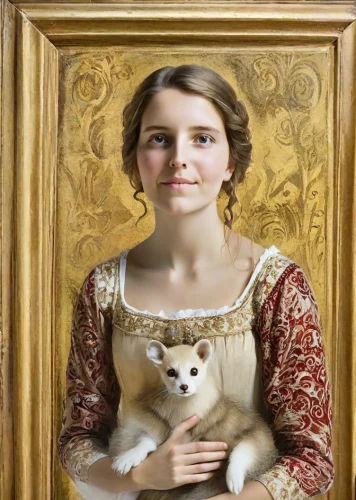 girl with dog,portrait of a girl,girl with bread-and-butter,girl with cereal bowl,girl in a historic way,child portrait,portrait of christi,victorian lady,young woman,young girl,romantic portrait,the mona lisa,girl in a long,mona lisa,portrait of a woman,cepora judith,gothic portrait,girl with cloth,mary-gold,artist portrait