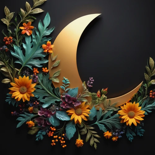 crescent moon,wreath vector,moon and star background,wreath of flowers,floral digital background,flowers png,floral wreath,sun and moon,moon phase,crescent,golden wreath,hanging moon,floral silhouette wreath,moon and star,blooming wreath,floral background,sun moon,flower wreath,spring equinox,flower background,Photography,General,Fantasy
