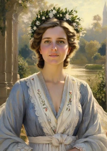 artemisia,emile vernon,laurel wreath,marguerite,jessamine,jane austen,cepora judith,flower crown of christ,girl in a wreath,portrait of a girl,the prophet mary,portrait of a woman,girl in a historic way,accolade,celtic queen,flora,queen anne,primrose,athena,joan of arc