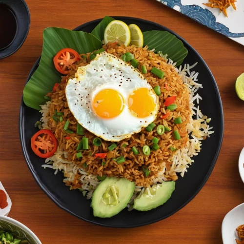 nasi goreng,thai fried rice,rice with minced pork and fried egg,rice with fried egg,nasi kuning,kimchi fried rice,yeung chow fried rice,indonesian dish,nasi liwet,mie goreng,hyderabadi biriyani,egg wrapped fried rice,indonesian rice,burmese food,nasi campur,nasi lemak,special fried rice,spiced rice,basmati rice,nasi uduk,Illustration,Japanese style,Japanese Style 15