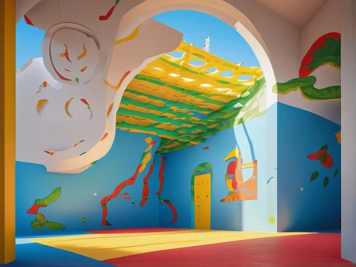 panoramical,children's interior,children's room,climbing wall,kids room,bouldering mat,children's bedroom,gymnastics room,wall painting,children's playhouse,murals,bouncing castle,mural,3d fantasy,play area,bouncy castle,wall paint,vault (gymnastics),children's playground,climbing garden,Photography,General,Realistic