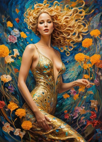 gold foil mermaid,golden flowers,fantasy art,the blonde in the river,gold yellow rose,golden haired,fantasy portrait,flower gold,girl in flowers,golden lilac,mermaid background,mermaid,merfolk,golden autumn,gold flower,yellow rose,blonde woman,gold leaf,aphrodite,fantasy woman,Illustration,Realistic Fantasy,Realistic Fantasy 39
