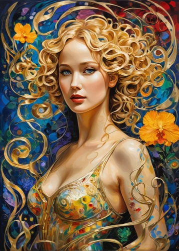 golden passion flower butterfly,fantasy art,mystical portrait of a girl,art painting,faerie,faery,cupido (butterfly),boho art,girl in flowers,golden flowers,splendor of flowers,golden haired,fantasy portrait,flower painting,oil painting on canvas,flower fairy,gold yellow rose,blonde woman,beautiful girl with flowers,italian painter,Illustration,Realistic Fantasy,Realistic Fantasy 39
