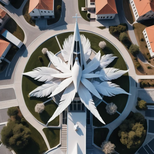concorde,from above,highway roundabout,bird's eye view,roundabout,view from above,spire,bird's-eye view,aerial view umbrella,traffic circle,bird perspective,flyover,the center of symmetry,supersonic transport,lotus temple,stalin skyscraper,futuristic architecture,overhead view,aerial,turbine,Photography,Fashion Photography,Fashion Photography 01