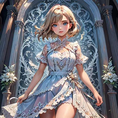 violet evergarden,cinderella,fairy tale character,alice,bridal,jessamine,wedding dress,silver wedding,bridal clothing,bride,bridal dress,doll dress,country dress,ball gown,airy,sun bride,tiara,white winter dress,fairy queen,libra,Anime,Anime,General