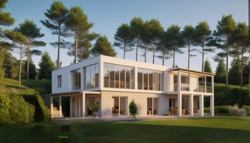 timber house,modern house,villa,eco-construction,3d rendering,villa balbiano,house in the forest,dunes house,frame house,holiday villa,model house,cubic house,garden elevation,inverted cottage,summer house,residential house,holiday home,bendemeer estates,prefabricated buildings,private house