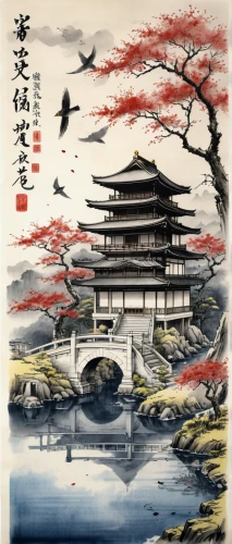 cool woodblock images,oriental painting,chinese art,woodblock prints,hwachae,japanese art,chinese architecture,yangqin,suzhou,forbidden palace,jeongol,xi'an,zui quan,yunnan,yi sun sin,korean history,shaanxi province,asian architecture,wall calendar,yuanyang,Illustration,Paper based,Paper Based 30