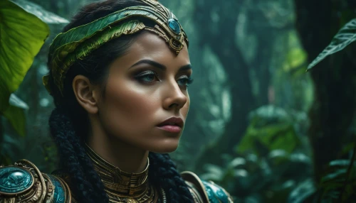 polynesian girl,the enchantress,warrior woman,ancient egyptian girl,cleopatra,amazonian oils,indonesian women,fantasy woman,anahata,fantasy portrait,indian woman,digital compositing,lily of the nile,jaya,ancient people,mystical portrait of a girl,aladha,elven,female warrior,fantasy picture,Photography,General,Fantasy