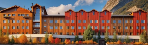 eco hotel,wild west hotel,building valley,many glacier hotel,wooden facade,wooden houses,townhouses,telluride,hotel complex,eco-construction,school design,wooden construction,mixed-use,industrial building,apartment building,new housing development,apartment buildings,facade panels,corten steel,ski facility,Photography,General,Realistic