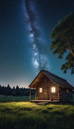 small cabin,wooden hut,log cabin,log home,home landscape,lonely house,starry sky,landscape background,wooden house,the cabin in the mountains,cabin,starry night,little house,night image,small house,night sky,the night sky,night photography,summer cottage,straw hut,Photography,General,Realistic