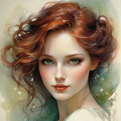 fantasy portrait,romantic portrait,red-haired,mystical portrait of a girl,redhead doll,redheads,girl portrait,red head,faery,young woman,portrait of a girl,bouffant,woman portrait,vintage woman,fantasy art,vintage girl,redheaded,redhead,woman face,white lady,Illustration,Realistic Fantasy,Realistic Fantasy 16