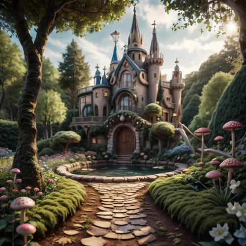 fairy tale castle,fairytale castle,fairy world,a fairy tale,fairy tale,alice in wonderland,fairy village,wonderland,fairytale,fairy house,disneyland park,children's fairy tale,fairytale forest,fairy forest,clove garden,enchanted forest,3d fantasy,fairy tales,fantasy world,fairytales