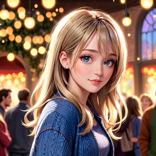 alice,blonde girl,blonde girl with christmas gift,cg artwork,blond girl,elsa,game illustration,vanessa (butterfly),girl with speech bubble,portrait background,french digital background,girl portrait,the girl's face,fantasy portrait,cute cartoon character,cinderella,children's background,cinnamon girl,fairy tale character,natal lily,Anime,Anime,Cartoon